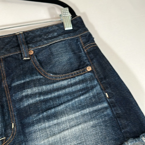 American Eagle Blue Frayed Hem High Rise Festival Denim Jean Shorts - Picture 5 of 10